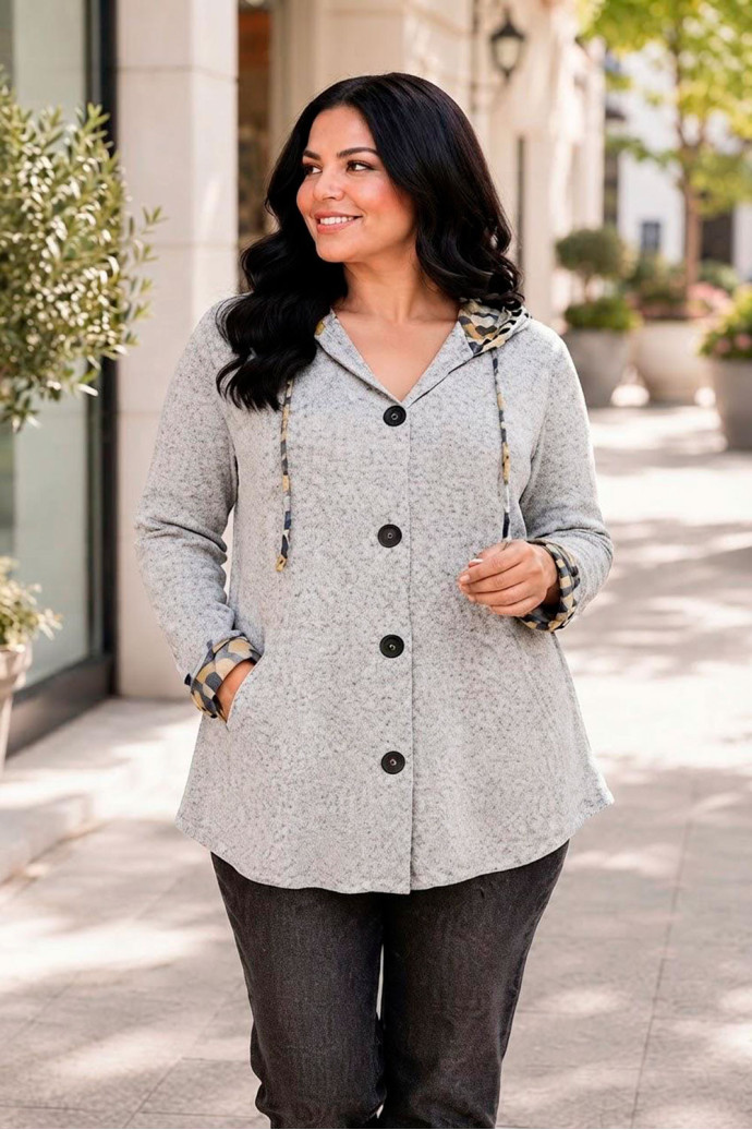 Chaqueta de Punto Nube Cálida Gris Perla Velika - Imagen 1