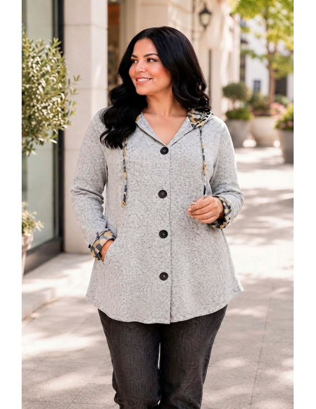 Chaqueta de Punto Nube Cálida Gris Perla Velika - Imagen 1
