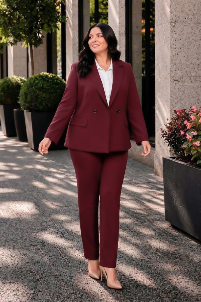 Pantalón Sculpt Crep Elástico Bordeaux Velika - Imagen 1