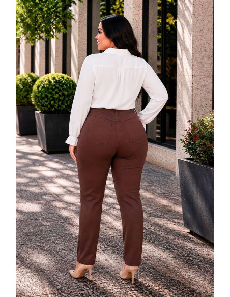 Pantalón Chloé Punto Roma Chocolate Velika - Imagen 2
