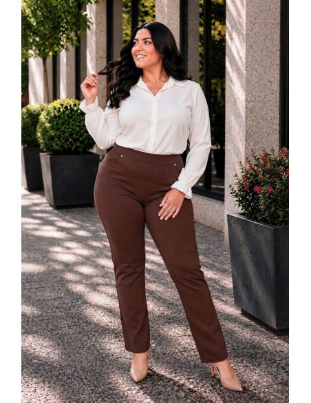Pantalón Chloé Punto Roma Chocolate Velika - Imagen 1