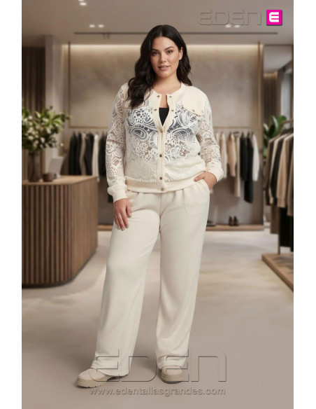 Pantalón Nube Crudo Tallas Grandes Mujer | Edén Moda - Imagen 1