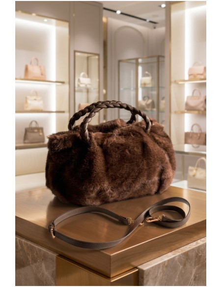 Bolso Pelo Mink Coffee | Accesorios Edén Moda - Imagen 1