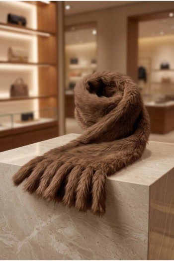 Bufanda De Pelo Khaki | Accesorios Edén Moda - Imagen 1