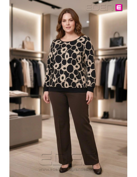 Pantalón Campana Silex Chocolate Isabel G | Edén Tallas Grandes - Imagen 1