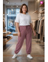 Pantalón Cargo Cuadros Vichy Bordeaux Valeria Milano