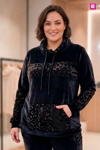 Sudadera Miconia Negro Con Alma | Edén Tallas Grandes - Imagen 1