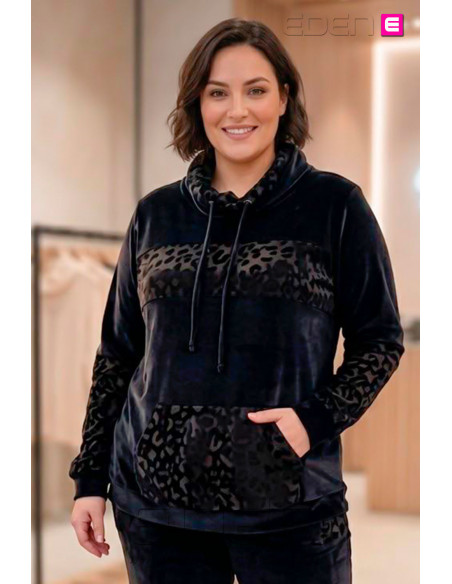Sudadera Miconia Negro Con Alma | Edén Tallas Grandes - Imagen 1