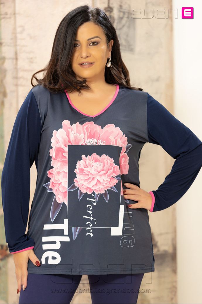 Camiseta Flor Perfect Marino Victoria 56 | Edén Moda - Imagen 1