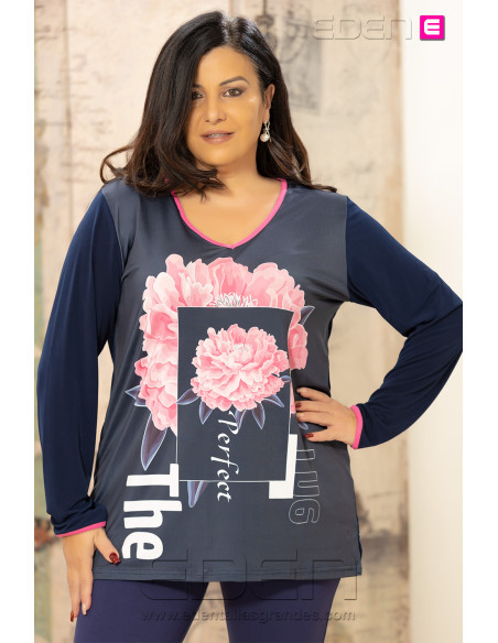 Camiseta Flor Perfect Marino Victoria 56 | Edén Moda - Imagen 1