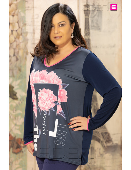 Camiseta Flor Perfect Marino Victoria 56 | Edén Moda - Imagen 2