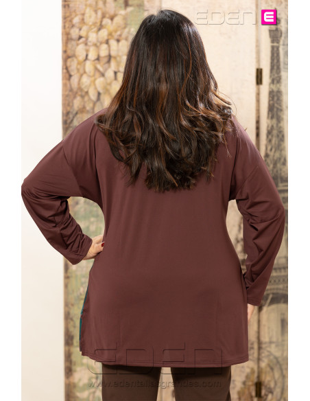 Camiseta Flor de Otoño Chocolate | Edén Tallas Grandes - Imagen 3