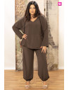 Pantalón Fluido Cargo Brownie Urban Flow | Edén Moda