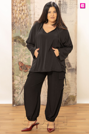 Pantalón Fluido Cargo Azabache Urban Flow | Edén Moda - Imagen 1