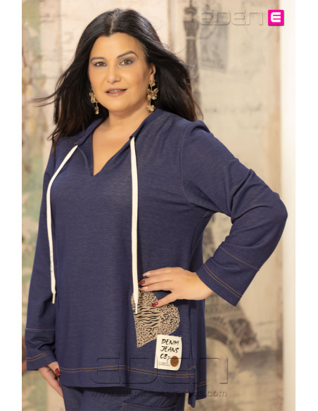 Camisola Punto Denim Jeans Indra | Edén Tallas Grandes - Imagen 2