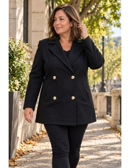 Chaqueta Paño Monaco Negro Velika | Edén Tallas Grandes - Imagen 1