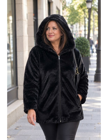Chaquetón de Pelo Black Velvet | Edén Tallas Grandes - Imagen 1