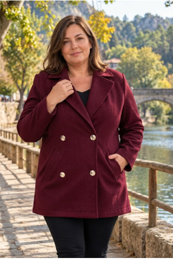 Chaqueta Paño Monaco Merlot Velika | Edén Tallas Grandes - Imagen 1