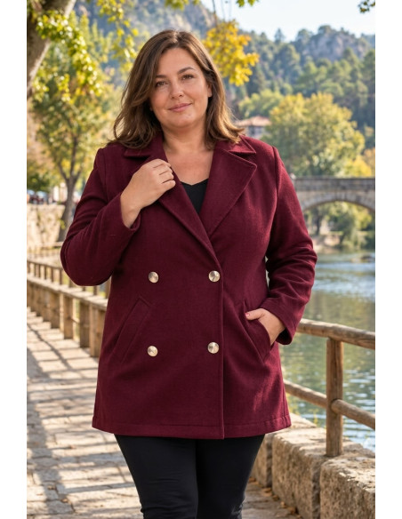 Chaqueta Paño Monaco Merlot Velika | Edén Tallas Grandes - Imagen 1