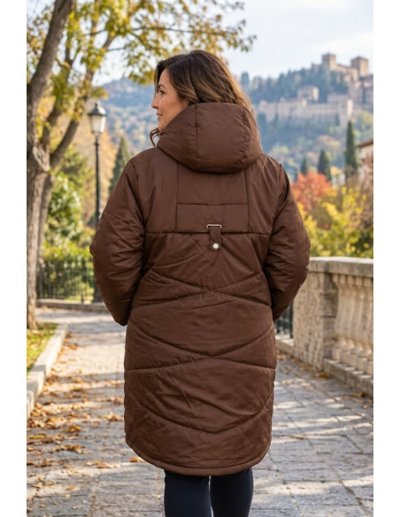 Chaquetón Essenza Mocha Long Velika | Edén Tallas Grandes - Imagen 1