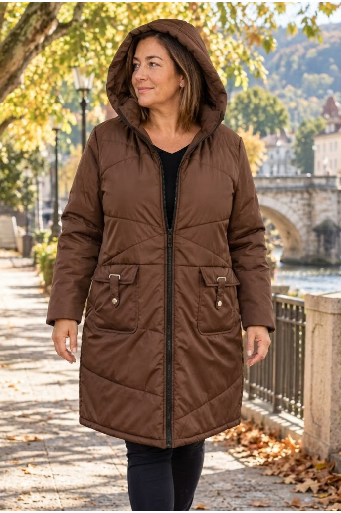 Chaquetón Essenza Mocha Long Velika | Edén Tallas Grandes - Imagen 2
