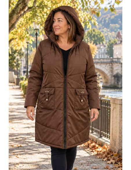 Chaquetón Essenza Mocha Long Velika | Edén Tallas Grandes - Imagen 2