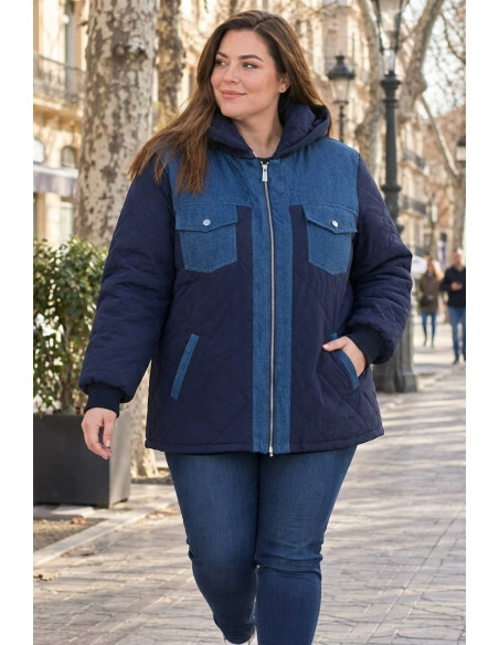 Chaquetón Urban Chic Azul Jeans Velika | Edén Tallas Grandes - Imagen 1