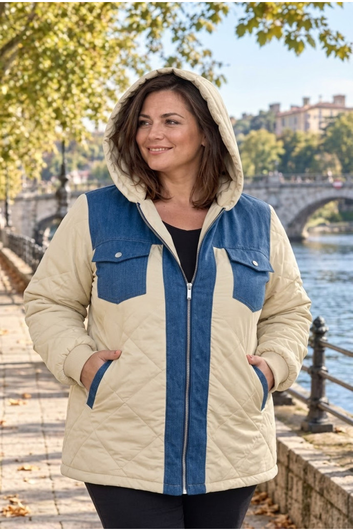 Chaquetón Urban Chic Ecru Velika | Edén Tallas Grandes - Imagen 1