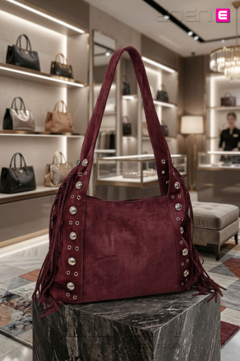 Bolso Ante Wild Fringe Merlot | Edén Tallas Grandes - Imagen 1