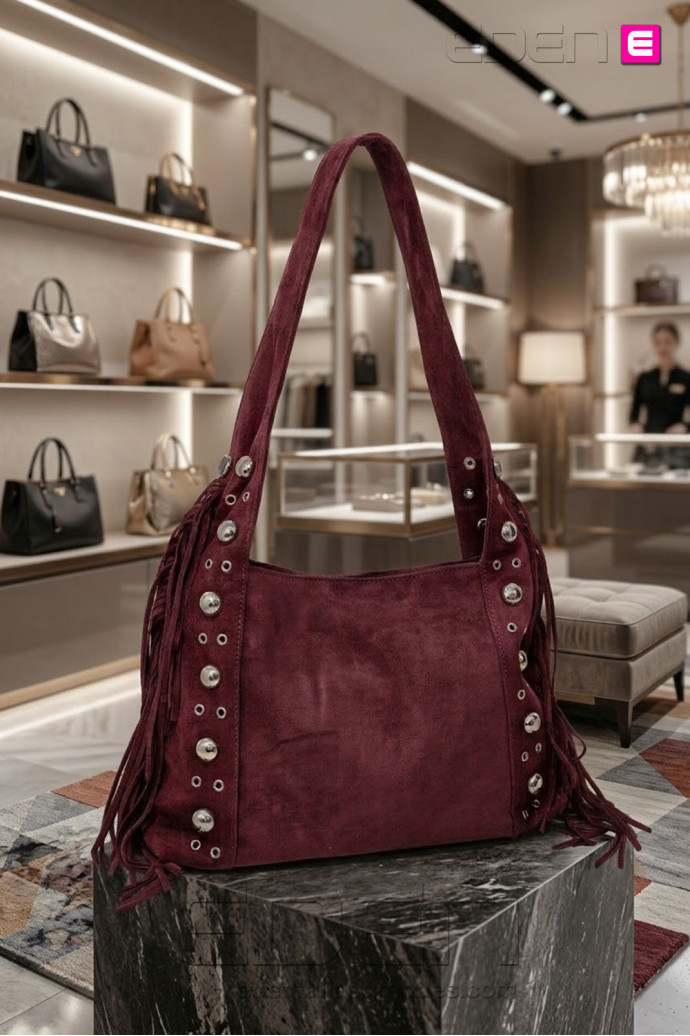 Bolso Ante Wild Fringe Merlot | Edén Tallas Grandes - Imagen 1