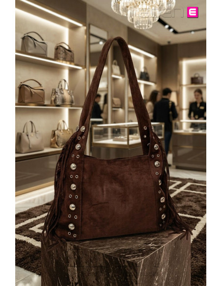 Bolso Ante Wild Fringe Moca | Edén Tallas Grandes - Imagen 1