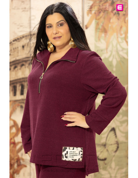 Jersey Cremallera Soft Motion Merlot | Edén Tallas Grandes - Imagen 2