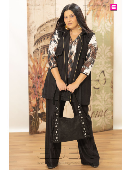 Pantalón Urban Suede Negro Indra | Edén Tallas Grandes - Imagen 1