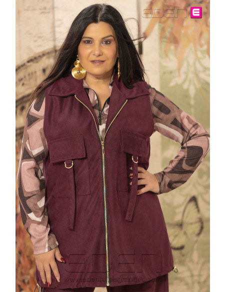 Chaleco Urban Suede Merlot Indra | Edén Tallas Grandes - Imagen 2