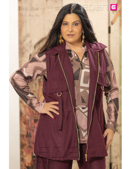 Chaleco Urban Suede Merlot Indra | Edén Tallas Grandes - Imagen 1