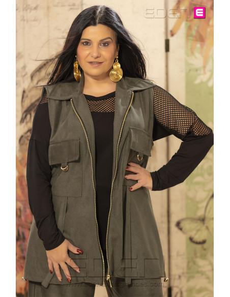 Chaleco Urban Suede Forest Indra | Edén Tallas Grandes - Imagen 1
