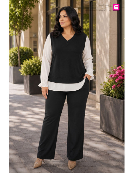 Conjunto Chaleco Velika Negro | Edén Tallas Grandes - Imagen 1