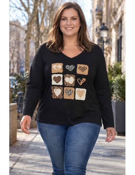 Camiseta Wild Heart Negro Velika | Edén Tallas Grandes - Imagen 1