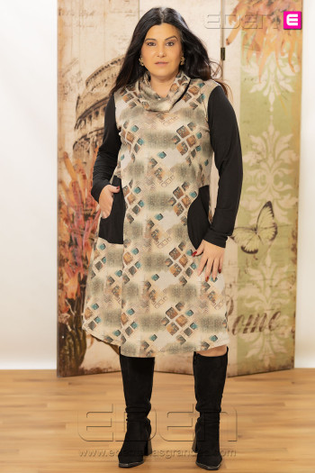 Vestido Mara Moca Latte Velika + Cuello | Edén Tallas Grandes - Imagen 2