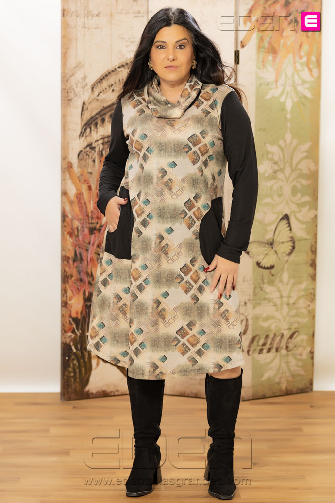 Vestido Mara Moca Latte Velika + Cuello | Edén Tallas Grandes - Imagen 2