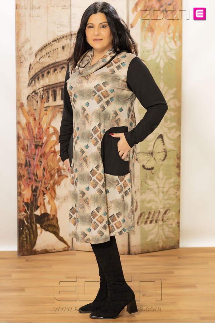 Vestido Mara Moca Latte Velika + Cuello | Edén Tallas Grandes - Imagen 3