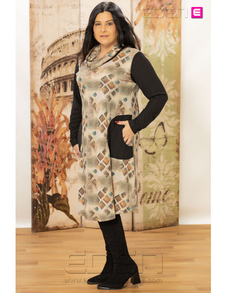 Vestido Mara Moca Latte Velika + Cuello | Edén Tallas Grandes - Imagen 3