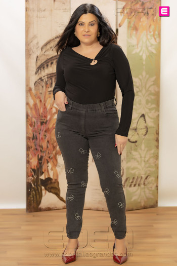 Leggins Tejano Negro Lazos Strass Velika | Edén Moda - Imagen 2