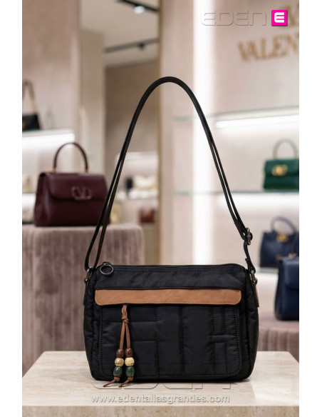Bolso Nylon Melodía Negro | Edén Moda Tallas Grandes - Imagen 1