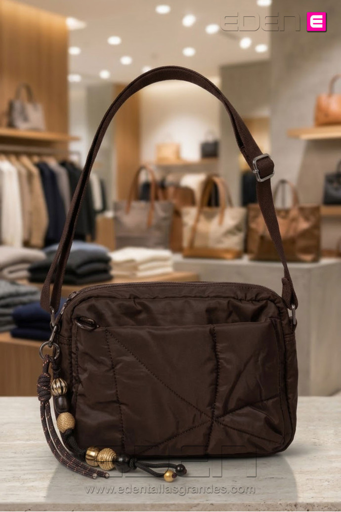 Bolso Nylon Destino Coffee | Edén Moda Tallas Grandes - Imagen 1