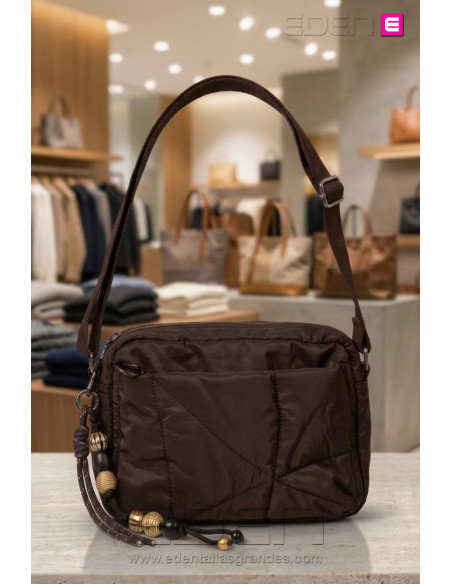 Bolso Nylon Destino Coffee | Edén Moda Tallas Grandes - Imagen 1