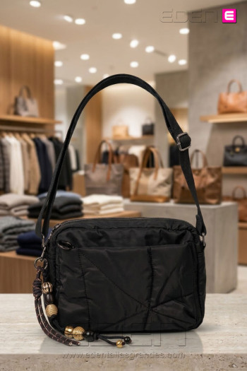 Bolso Nylon Destino Negro | Edén Moda Tallas Grandes - Imagen 1