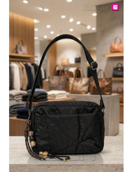 Bolso Nylon Destino Negro | Edén Moda Tallas Grandes - Imagen 1
