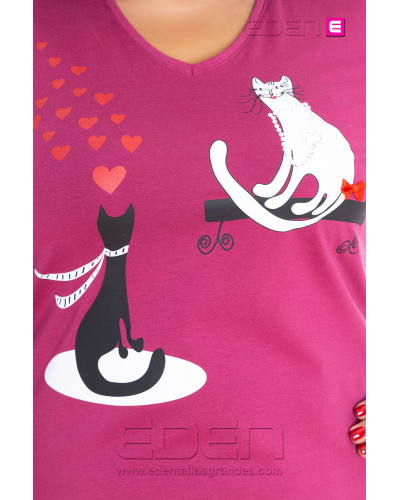 camiseta-gatitos-enamorados-ciruela-noos-noos