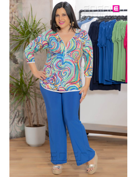 Pantalon danae azul punto bolsillos con alma - Imagen 1